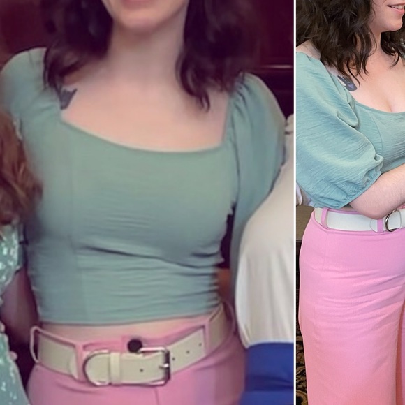 ALTAR’D STATE TURQUOISE CROPPED BLOUSE - Picture 4 of 5